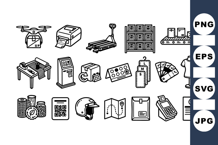 Vector Logistics And Packaging Icon Set For Designers