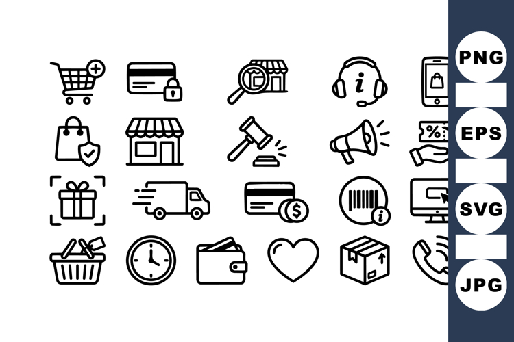 Ecommerce Line Icons Bundle For Online Stores
