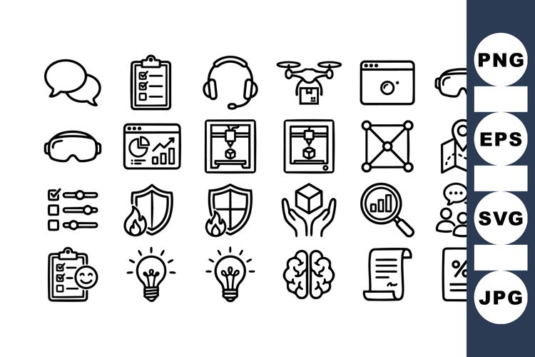 Minimalist Tech Interface Line Icon Bundle