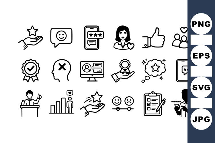 Customer Feedback and Rating Icon Set Bundle
