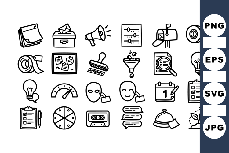 Minimal Lineart Office Supplies Icon Bundle