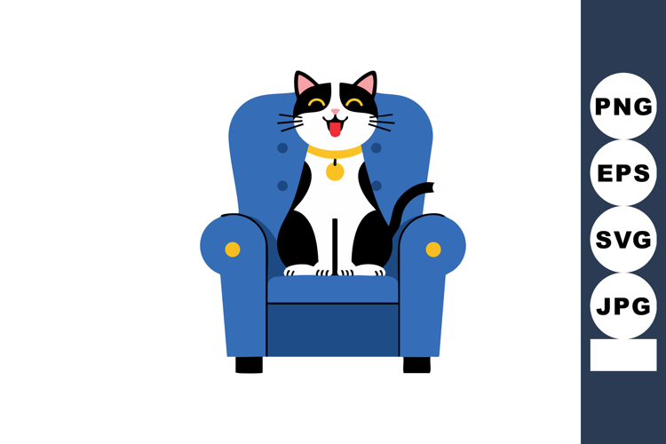Cat Clipart Black And White Image 7