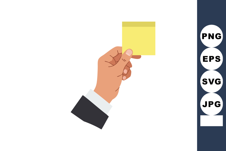 Hand holding yellow sticky note reminder message for office