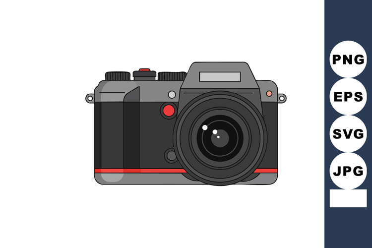 Digital camera illustration with black and red details front