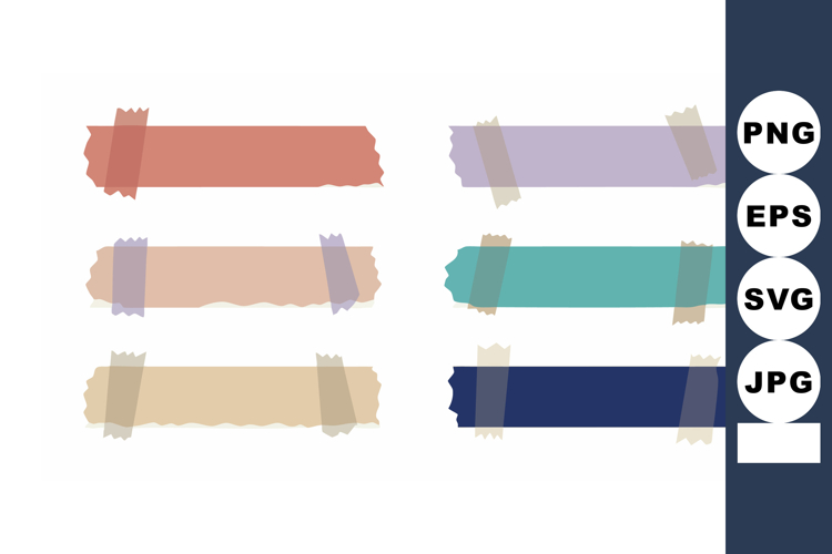 Colorful adhesive tape strips with pastel and dark shades ve