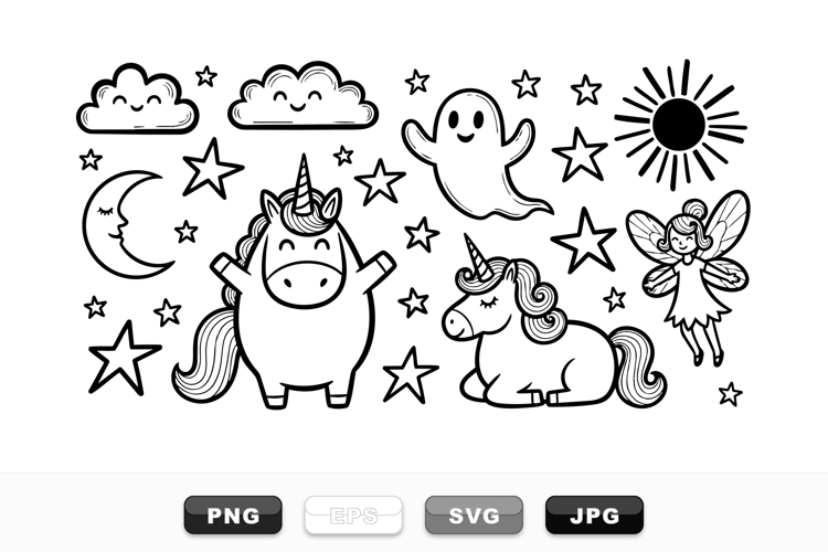 Cute Unicorn Fairy And Magic Clipart Set Bundle