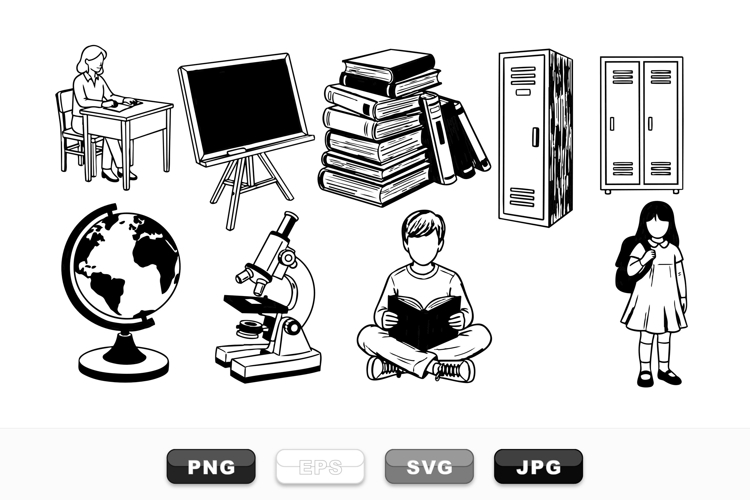 Hand Drawn School Education Vector Clipart Set