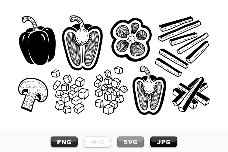  Black And White Vegetable Clipart Image 2