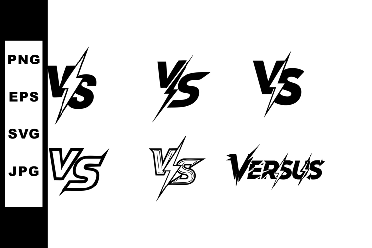 Versus symbol icons set different styles black and white vec