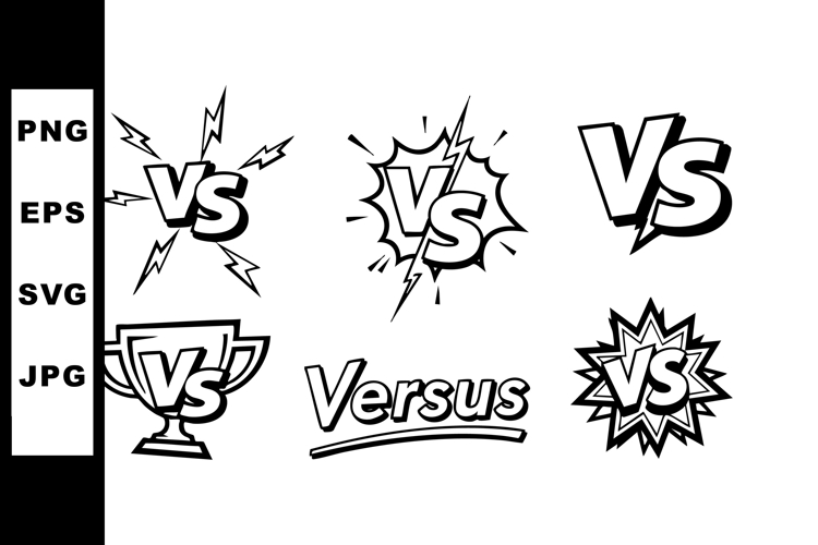 Versus symbol collection with dynamic comic style vector ill