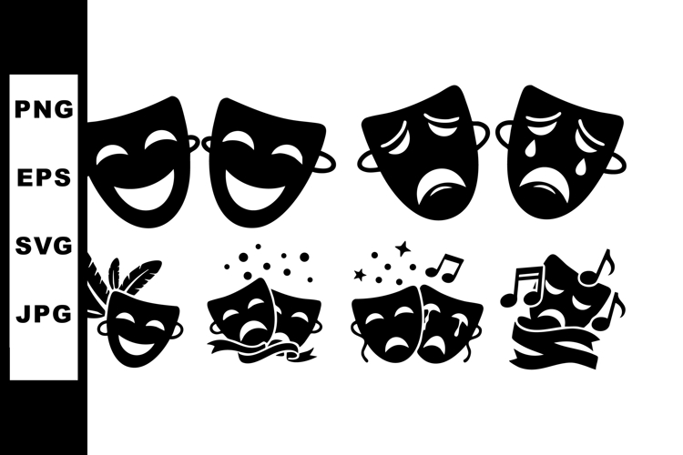 Theatre masks comedy and tragedy symbols theatrical performa
