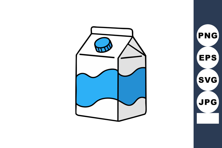 Milk carton with blue label and cap vector illustration for