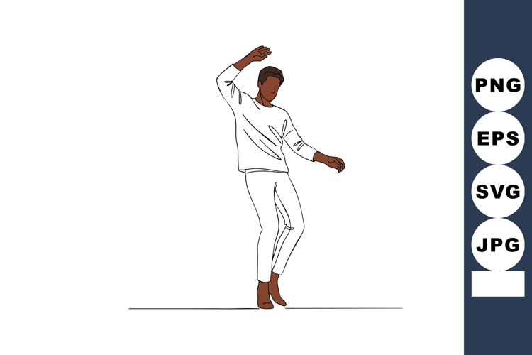 Young man dancing in casual white outfit isolated minimal st