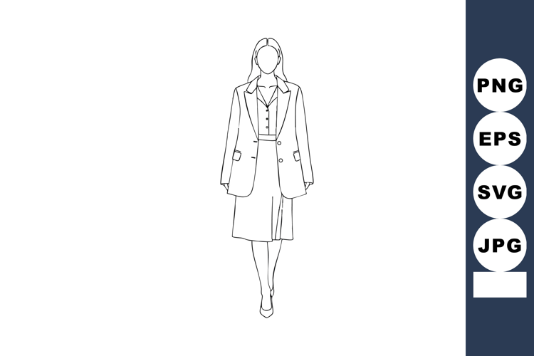 Woman walking in business casual outfit with blazer and skir