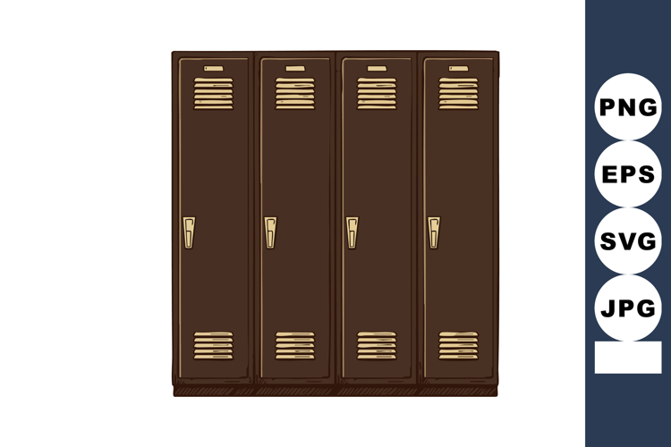 Brown school lockers with ventilation slots and handles in a example image 1