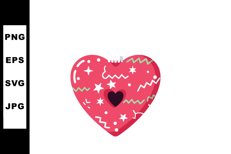 Decorative red heart with stars and zigzag patterns vector i