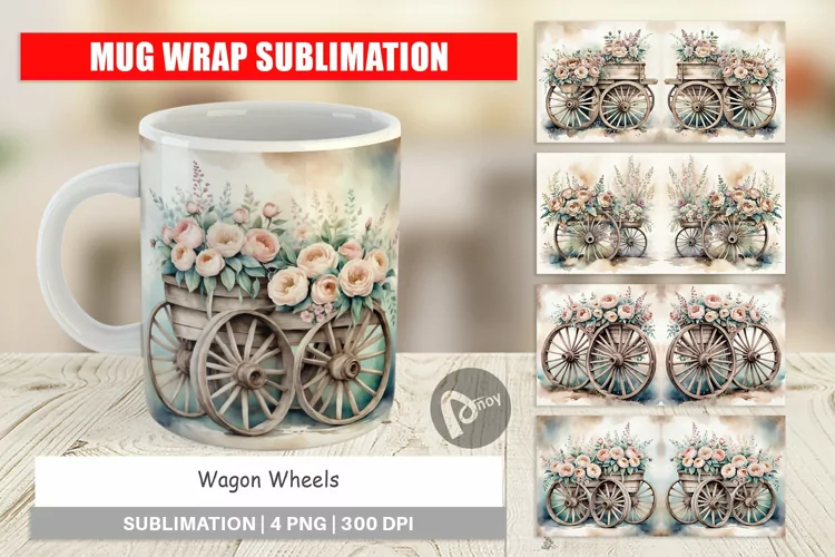 Mug Wrap Wagon Wheels