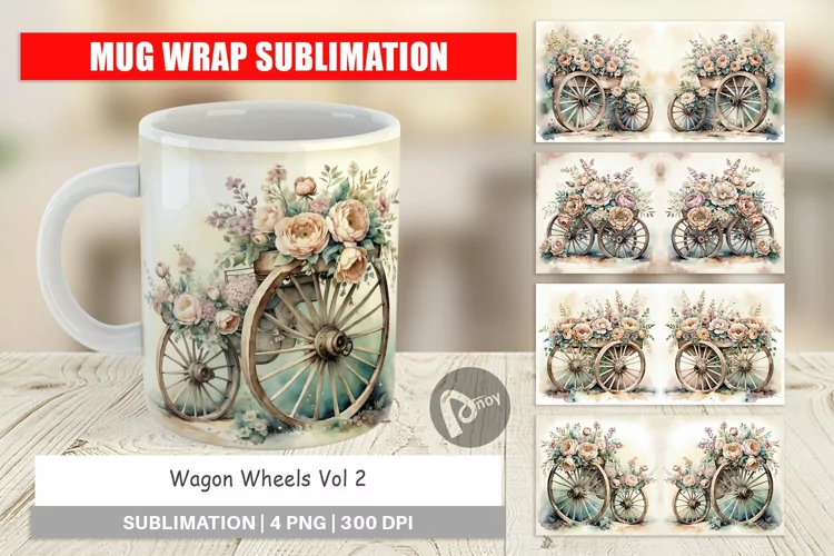 Mug Wrap Wagon Wheels