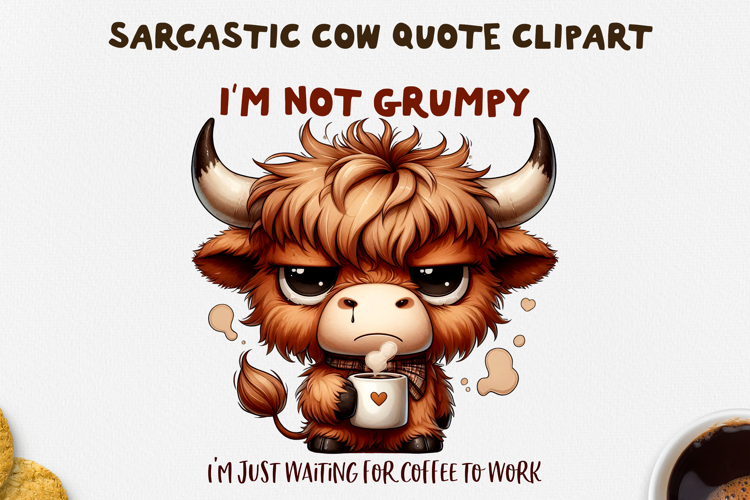 Sarcastic Cow PNG Sublimation Design.