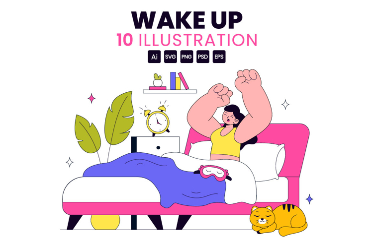 10 Wake Up Vector Illustration