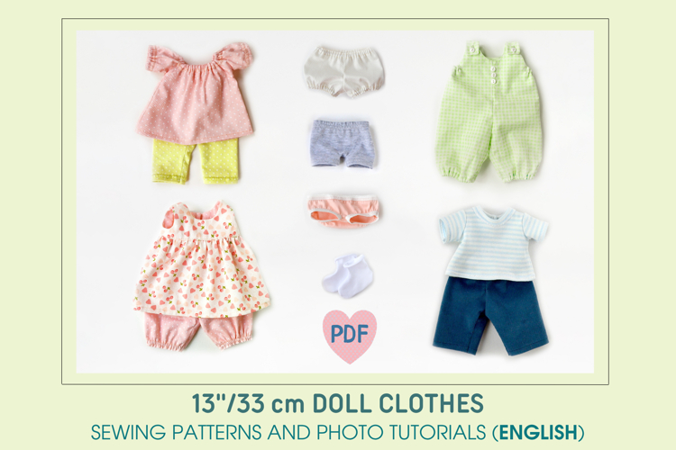 Clothes Set for 13’’/33 cm Waldorf Doll. PDF sewing patterns