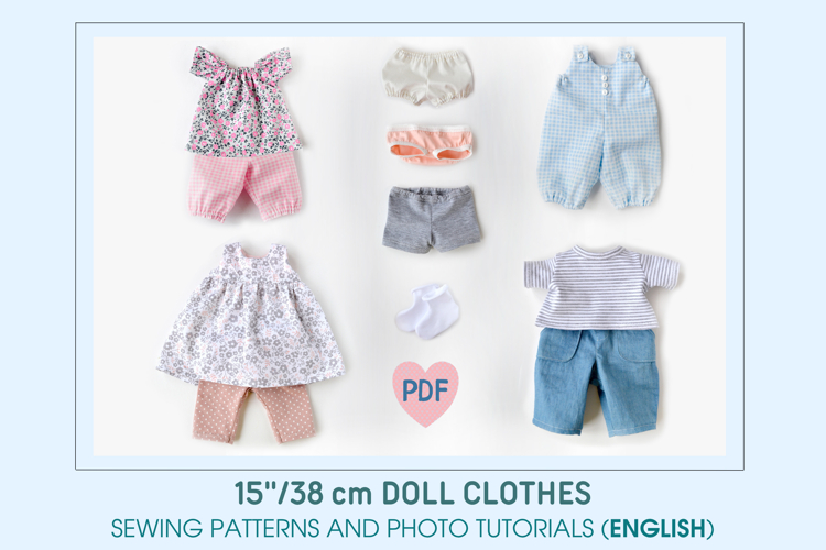 Clothes Set for 15’’/38 cm Waldorf Doll. PDF sewing patterns