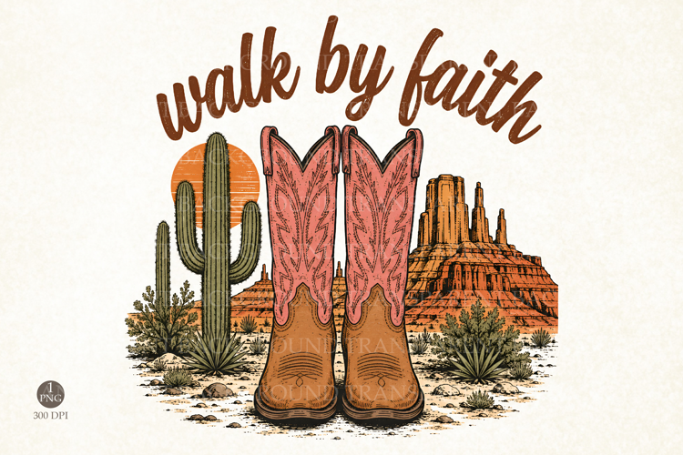 Walk by faith Png, Western sublimation design