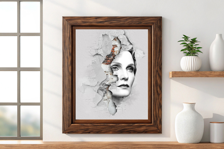 Cracked Wall Art Editable Photo Effect Template
