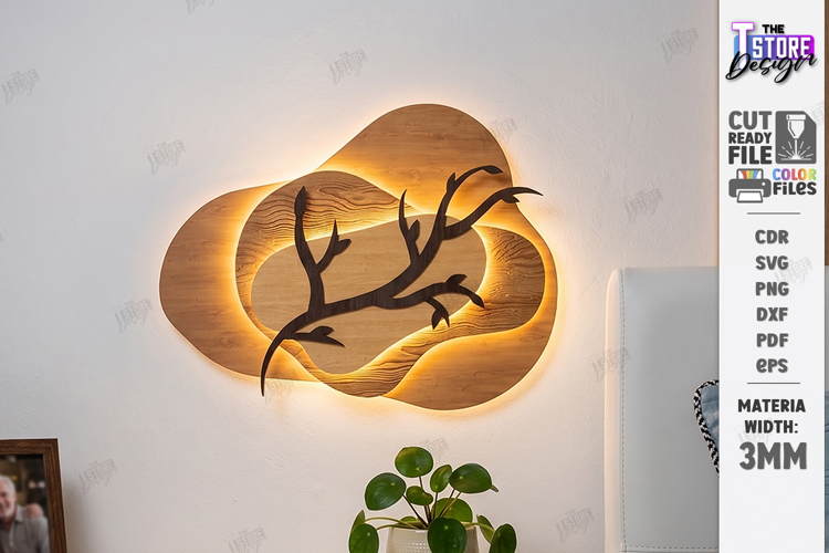 Wall Art Night Light Laser Cut | Modern LED Lamp | Wall lamp