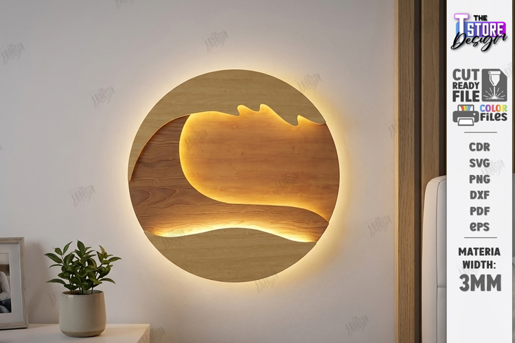 Wall Art Night Light Laser Cut | Modern LED Lamp | Wall lamp