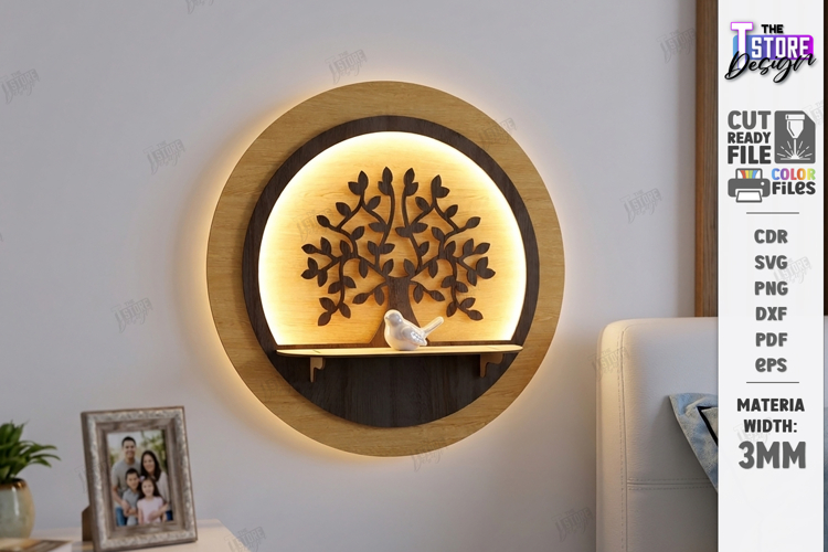 Wall Art Night Light Laser Cut | Modern LED Lamp | Wall lamp