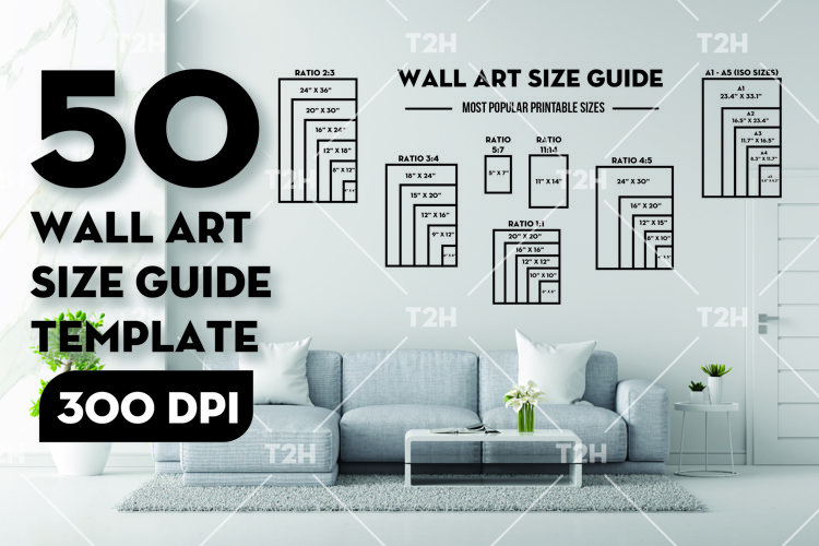 Wall art size guide bundle Standard print size guide