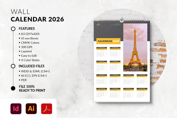 A3 Wall Calendar 2026