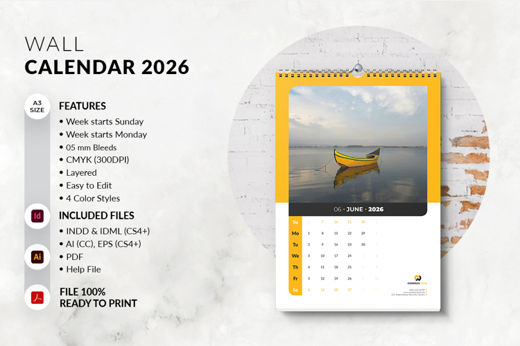 Printable 2026 Calendar A3 Size