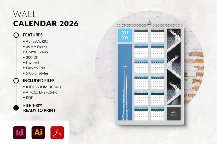 A3 Printable 2026 Calendar Template