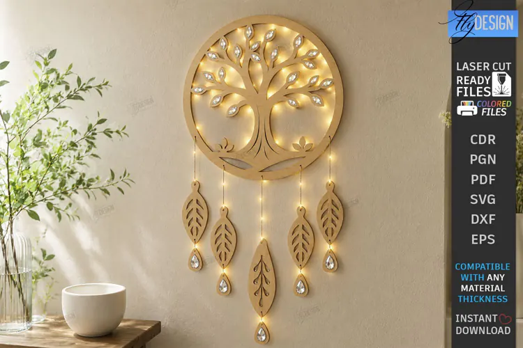 Wooden Wall Decor Laser Cut | Hanging Wall Art | Boho Design