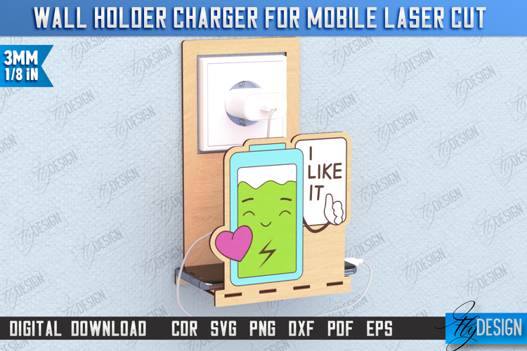 Wall Mobile Charger Holder Laser Cut|Wall Mount Phone Holder