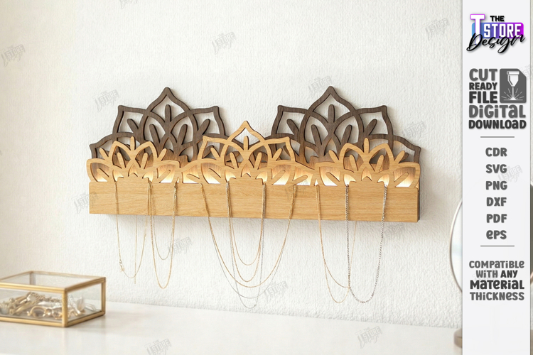 Wall Jewelry Organizer Laser Cut | Boho Design | Wall Decor