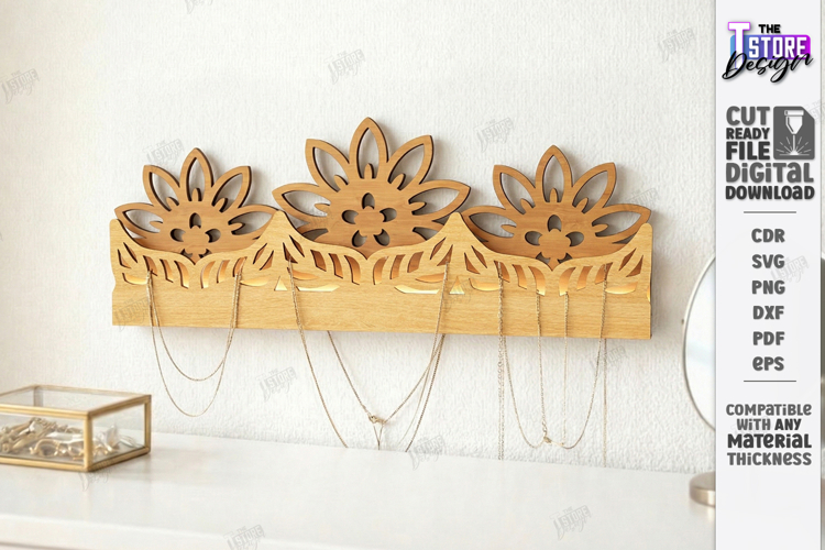 Wall Jewelry Organizer Laser Cut | Boho Design | Wall Decor