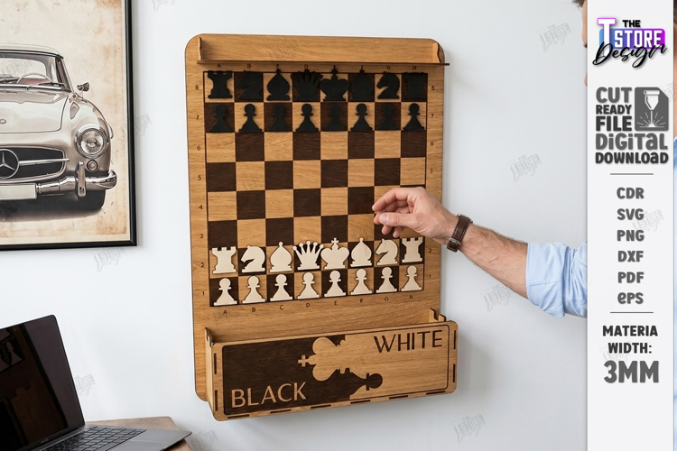 Wall Mounted Chess Board Laser Cut | Vertical Chess Board