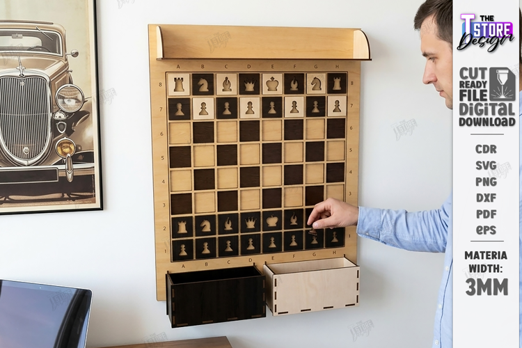 Wall Mounted Chess Board Laser Cut | Vertical Chess Board