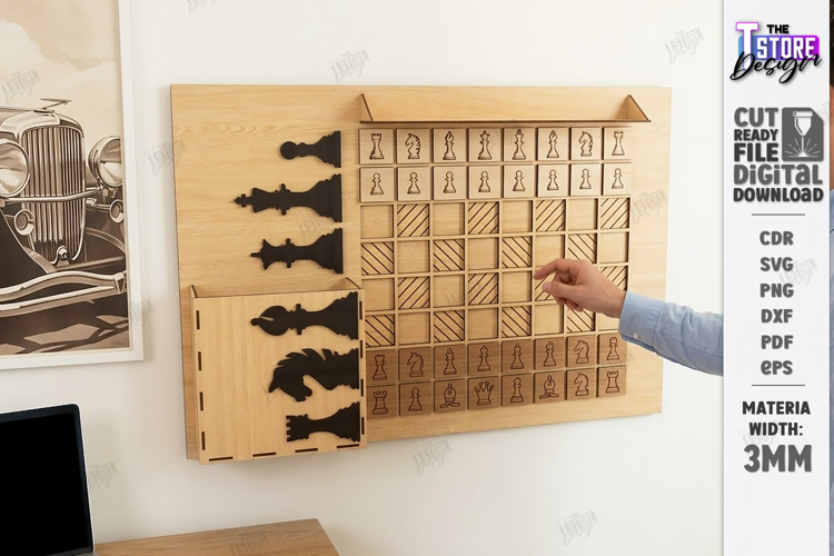 Wall Mounted Chess Board Laser Cut | Vertical Chess Board