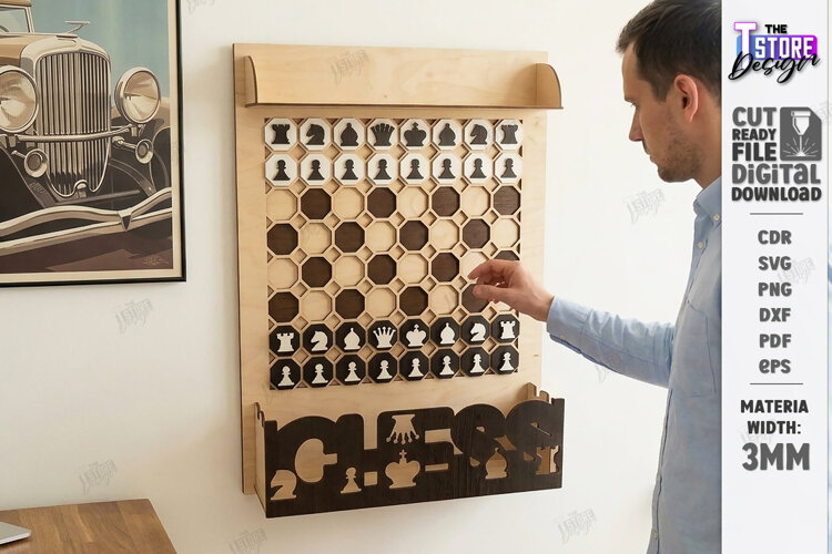 Wall Mounted Chess Board Laser Cut | Vertical Chess Board example image 1