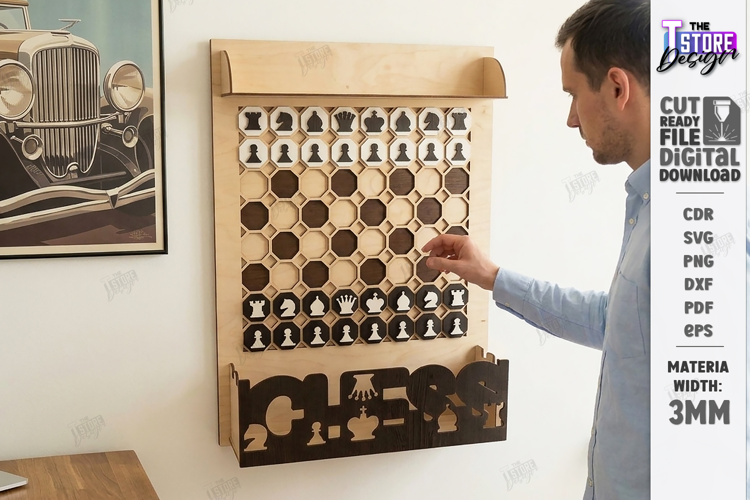 Wall Mounted Chess Board Laser Cut | Vertical Chess Board
