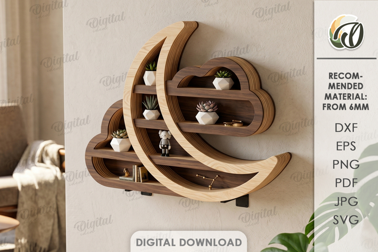 3D Wall Shelf Laser Cut. Display Shelf. Wall Decor SVG