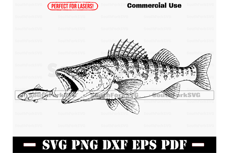 Walleye SVG PNG EPS PDF DXF example image 1
