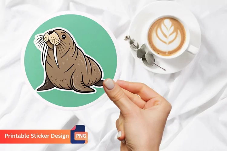 Walrus Sticker, Ocean Animal Sticker, Funny Walrus Sticker
