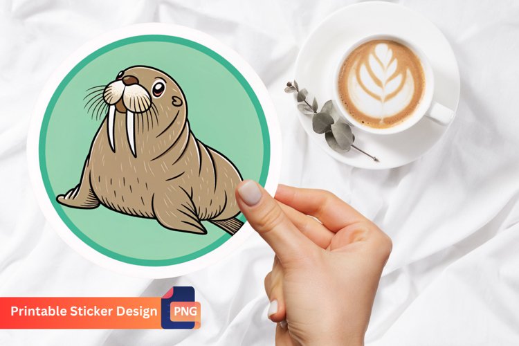 Walrus Sticker, Ocean Animal Sticker, Funny Walrus Sticker