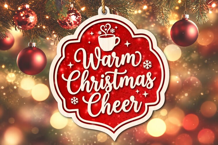 Warm Christmas Cheer Coffee Ornament SVG example image 1