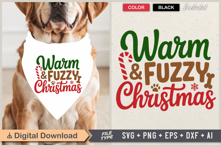 Warm   Fuzzy Christmas SVG | Christmas Dog Bandana SVG
